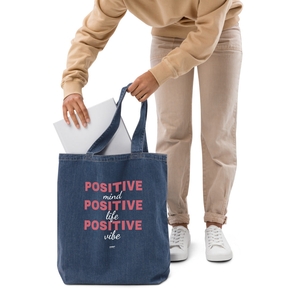 #PositiveVibe Organic denim tote bag