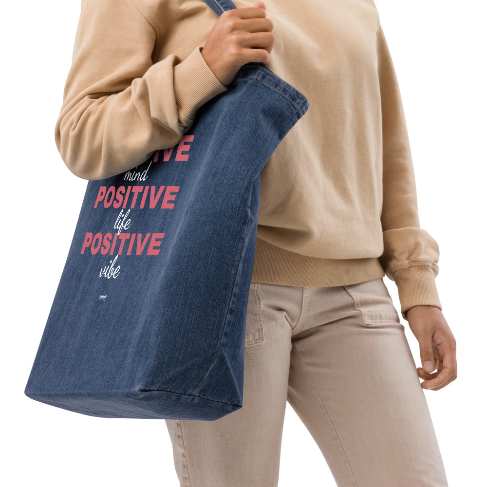 #PositiveVibe Organic denim tote bag